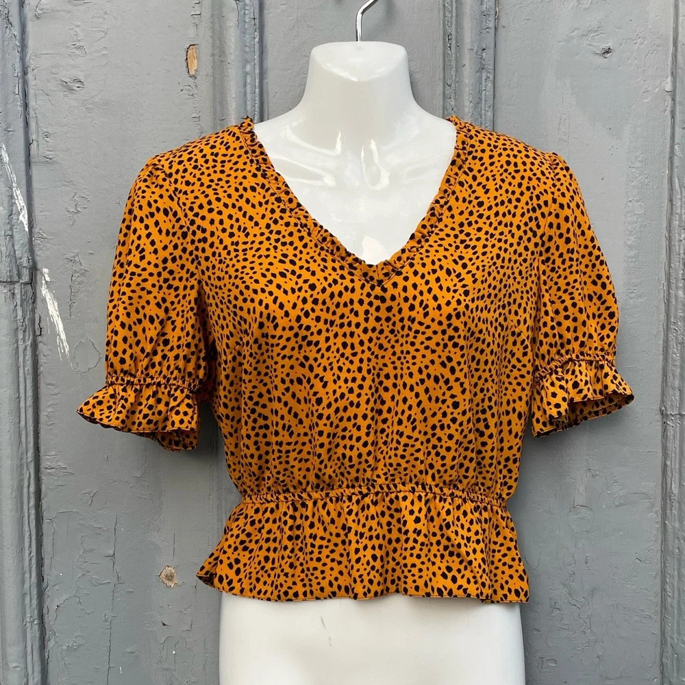 TopShop Cheetah  Print Blouse, size 4